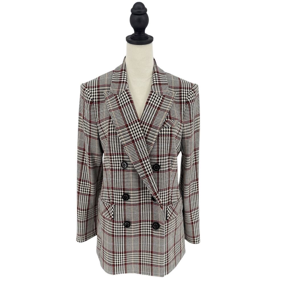 Veronica Beard Ellette Dickey Jacket Black White Multi Plaid Blazer Size 10 - Picture 4 of 16